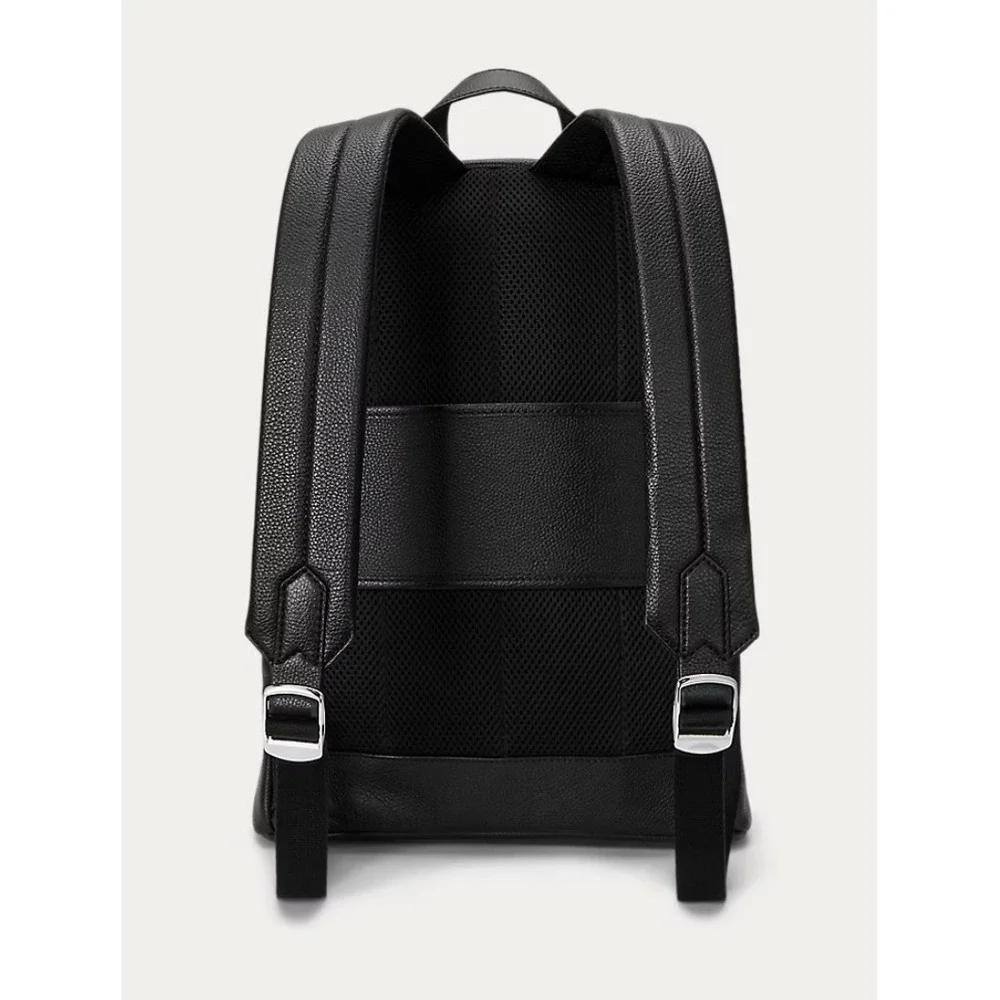 Polo Ralph Lauren Black Pebbled Leather Backpack 405962452001 NWT